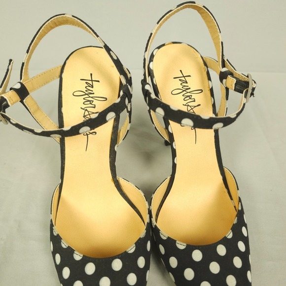 Taylor Says High Heel Stilettos Women 7.5M Black White Polka Dot Priscilla Lemon - Picture 9 of 12